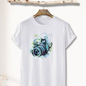 Graphic-camera-Photographer and Watercolor Classic T-Shirt Cotton Unisex